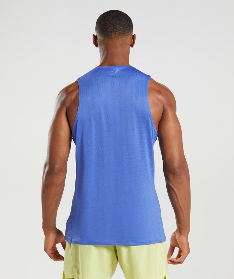 Men's Gymshark Sport Stripe Tanks Blue | CA 573N18